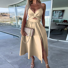 Load image into Gallery viewer, 2023 Backless Slim Loungewear Split Dress Women Summer Deep V-Neck Sleeveless Zipper Solid Party Dress Streetwear Dropshipping